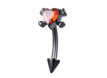 Micro banane titane PVD noir cœur cupidon rouge ITC Piercing