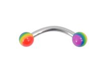 Banane Acier à Boules Acrylique 3 mm Arc en Ciel | Itc