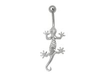 Banane Acier Plaqué Rhodium motif Lézard à Cristal | Itc