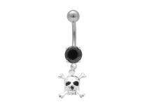 Banane Acier Fantaisie Cristal Noir et pendentif Crâne | Itc
