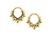 anneau charnière titane gold fleur lotus strass blanc