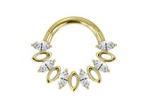 Anneau charnière titane pvd gold 1.2x10 motif marquise strass blanc | iTC