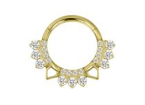 Anneau charnière titane pvd gold 1.2x10 multistrass carré et triangle | iTC