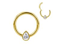 anneau charnière titane gold zircon blanc