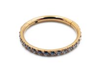 Anneau Acier PVD Gold Charnière à Strass Blanc | Itc