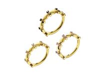 anneau charnière titane gold chevrons strass
