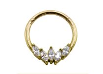 Anneau Acier PVD Gold Charnière 5 Strass | Itc