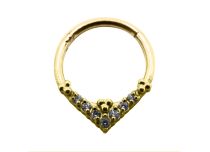 Anneau Acier PVD Gold Charnière à Strass Losage | Itc