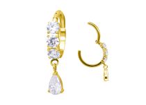 anneau charnière titane gold triple zircons