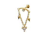 Labret Acier Doré pendentif triangle Strass | Itc