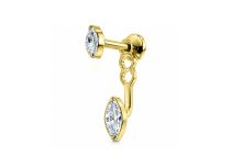 labret titane ASTM F136 PVD Gold courb&eacute; double marquise
