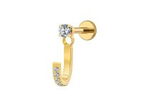 anneau titane ASTM F136 PVD Gold sertissage continu zircon blanc