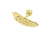 Barbell Acier Doré Or fin motif Plume | Itc