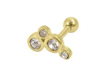 Barbell Acier Doré Or fin à Strass | Itc