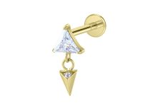 labret titane gold triangle pendentif strass