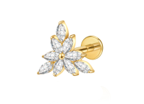 Labret titane PVD gold fleur pétales étoilés strass blanc ITC Piercing