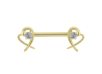 Bijou de téton titane PVD gold threadless motif LOVE strass blanc ITC
