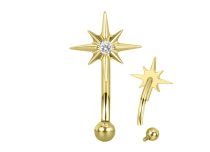 Micro banane titane PVD gold 1.2x8 motif Étoile du Berger