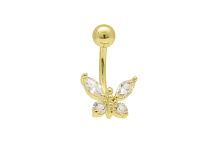 Banane Acier Doré Or fin Cristal Blanc motif Papillon | Itc