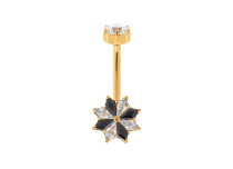 Banane titane PVD gold cœur strass blanc interne 1.6x10