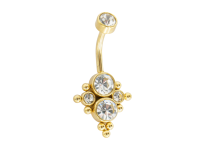 Banane acier PVD GOLD 1.6x10 interne motif losange multi strass | iTC
