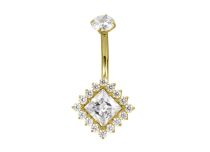 Banane titane pvd gold motif losange strass blanc | iTC