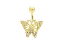 Banane Acier Doré Or fin Cristal motif Papillon à Strass | Itc