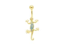 Banane Acier Doré Or fin motif Lézard à Cristal Blanc | Itc