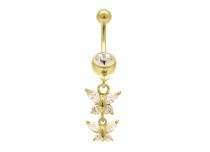 Banane Acier Doré Or fin motif Fantaisie Papillons Serti Cristal Blanc | Itc