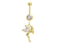 Banane Acier Doré Or fin motif Fantaisie Fée Cristal Blanc | Itc