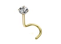 Stud de Nez Acier Doré or fin 0,8 mm Cristal Griffé Blanc | Itc
