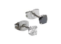 Paire Puce Acier avec Cristal Rond Noir ou Blanc | Itc