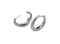 Paire d'oreille Cobalt Chrome CoCr Boucle Ronde Strass Blanc | iTC