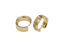 Paire d'oreille PVD GOLD Cobalt Chrome CoCr Boucle ronde strass Carré | iTC