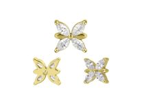 Accessoire interne Titane pvd gold motif papillon strass blanc | iTC