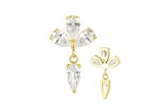 Accessoire interne titane PVD gold 0.9 motif 3 pétales pendant strass blanc