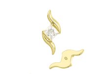 Bijou piercing titane doré motif vague à strass blanc ITC Piercing