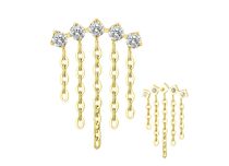 Accessoire interne Titane pvd gold  0.9 motif 5 strass chaine blanc | iTC