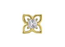Accessoire interne titane PVD gold motif trèfle avec cristal carré blanc