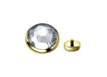 Disque titane PVD gold interne 1.2x4 cristal blanc