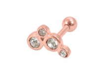Barbell Acier Doré Rose motif 4 Strass | Itc