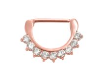 Bijou de Téton Acier Doré Rose Clickers à Strass Blanc | Itc