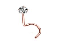 Stud de Nez Acier Doré Rose fin avec Cristal Griffé Blanc | Itc