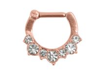 Anneau Septum Acier Doré Rose avec Charnière à Strass | Itc