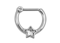 Anneau Septum Acier Charnière motif Étoile Cristal Blanc |Itc