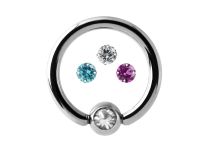 Anneau Acier Boule 4 mm Cristal Color&eacute; | Itc