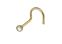 Stud nez titane PVD Gold stérile cristal blanc 0,8x2 mm