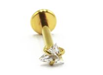 Labret Titane PVD Gold Filetage Interne Stérile motif Griffé Triangle | Itc