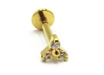 Labret Titane PVD Gold Interne Stérile motif Strass Trinité | Itc