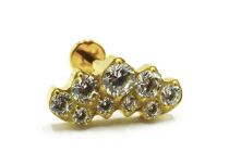 Labret Titane PVD Gold Interne Stérile motif Flamme de Strass | Itc
